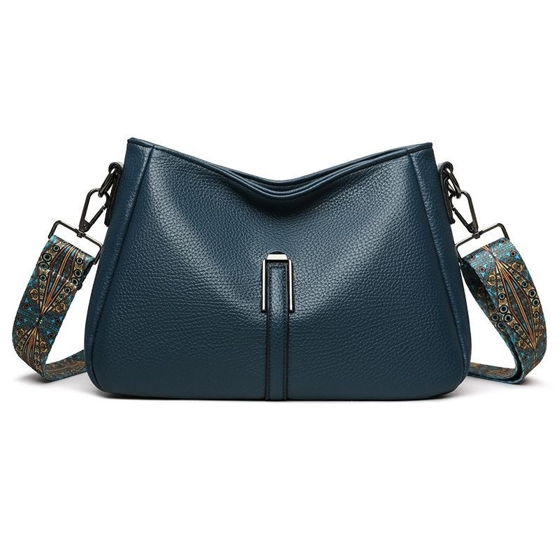 Textured Shoulder Bag with Patterned Strap