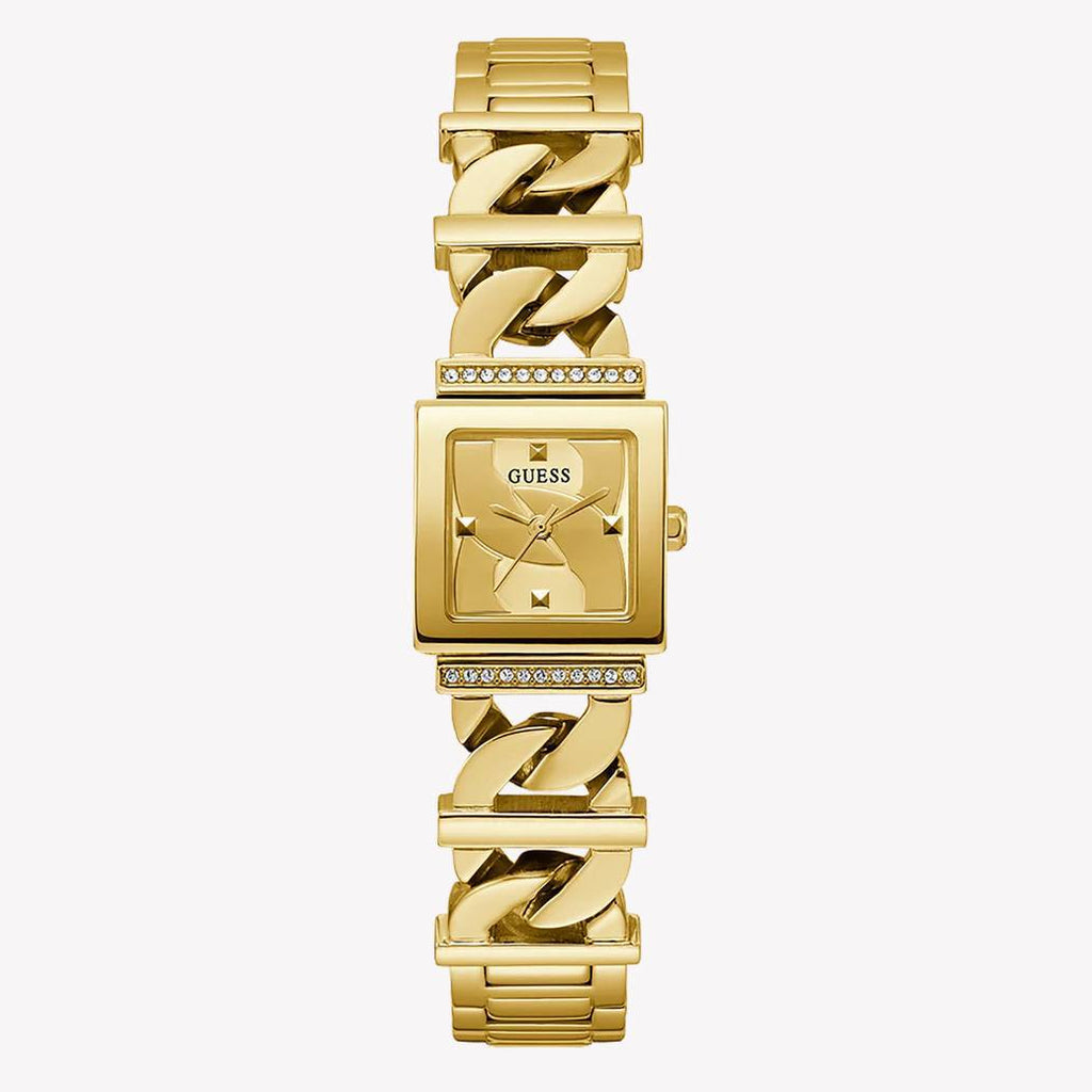 Guess Gold Tone Square Dial Chain Link Watch