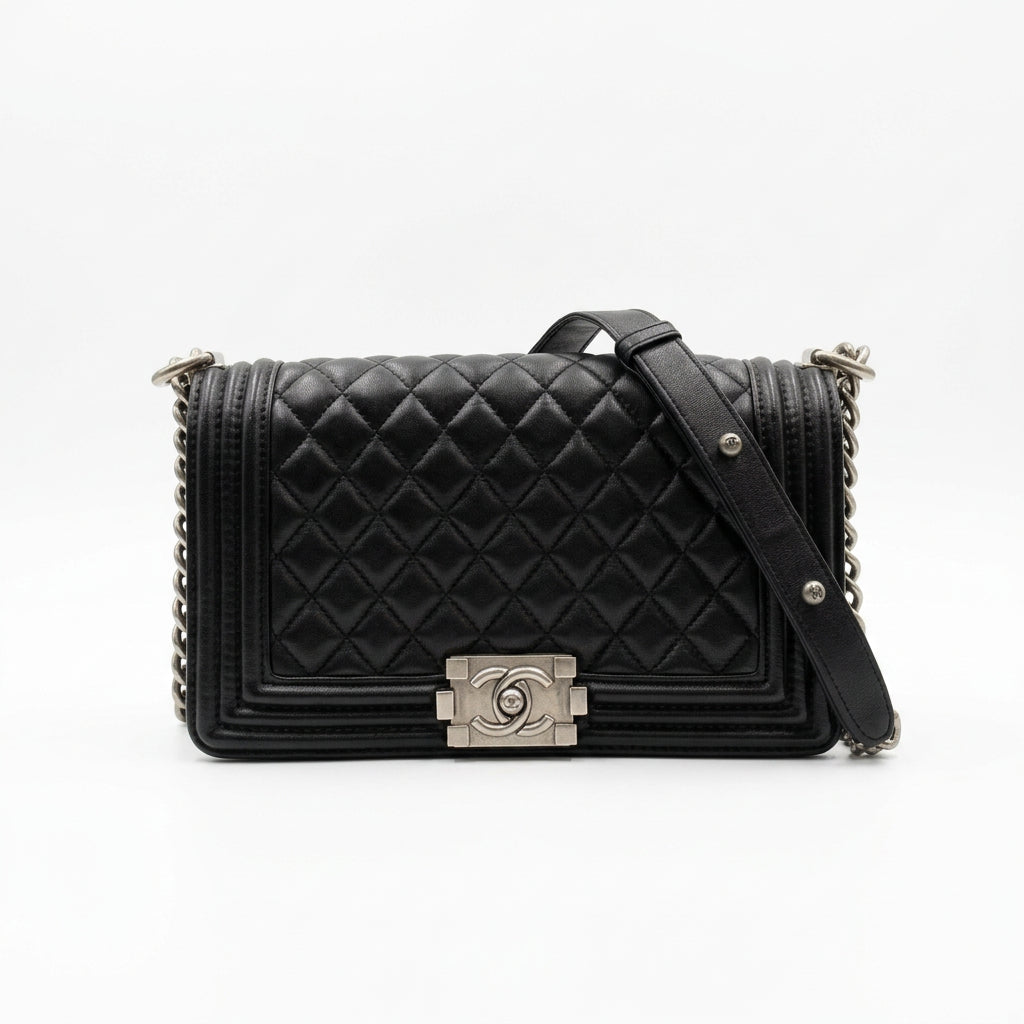 Chanel Quilted Microfiber Leather Shoulder Bag