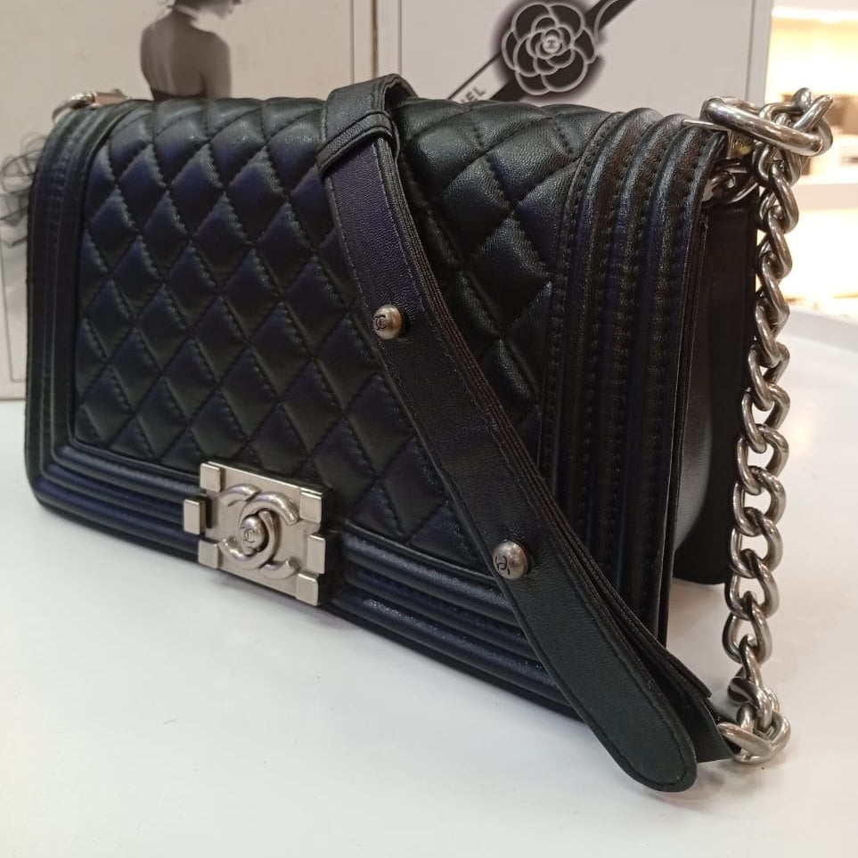 Chanel Quilted Microfiber Leather Shoulder Bag