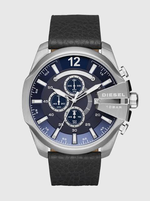 Diesel Only The Brave Chronograph Blue Dial Leather Watch