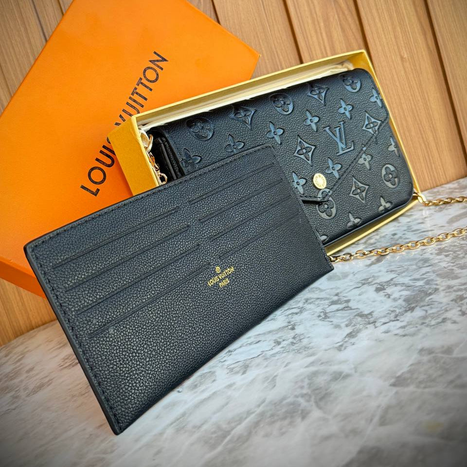 Louis Vuitton Monogram Empreinte Felicie Pochette in Black Leather 🖤✨👜
