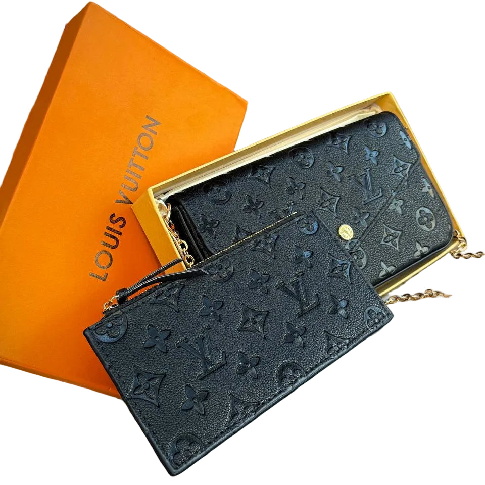 Louis Vuitton Monogram Empreinte Felicie Pochette in Black Leather 🖤✨👜