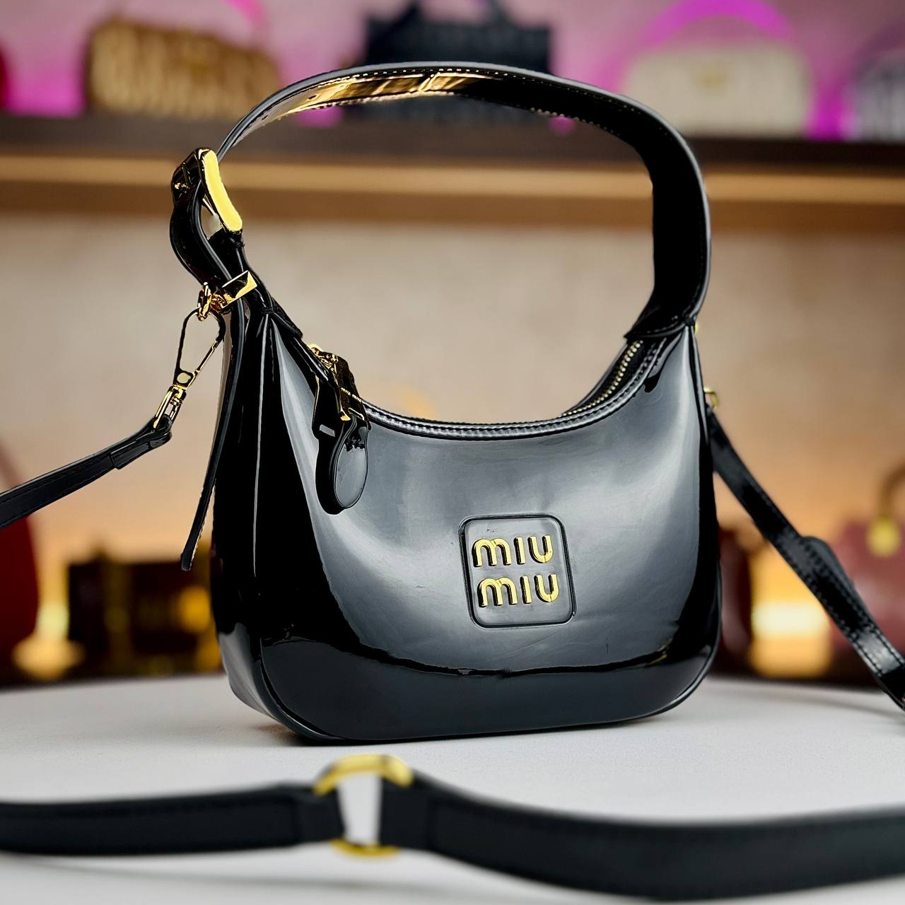 Miu Miu Red Patent Leather Mini Wander Hobo Bag 🍒✨👜