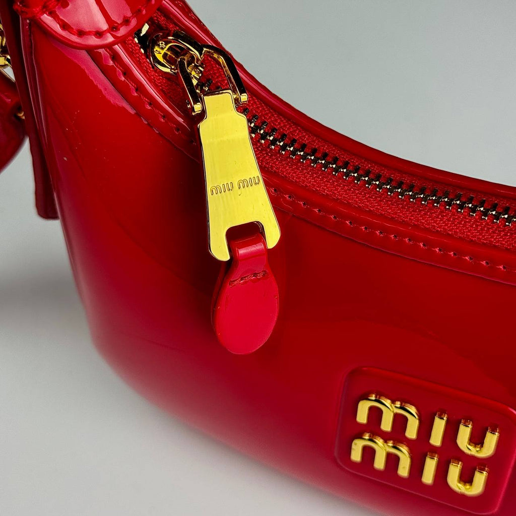 Miu Miu Red Patent Leather Mini Wander Hobo Bag 🍒✨👜