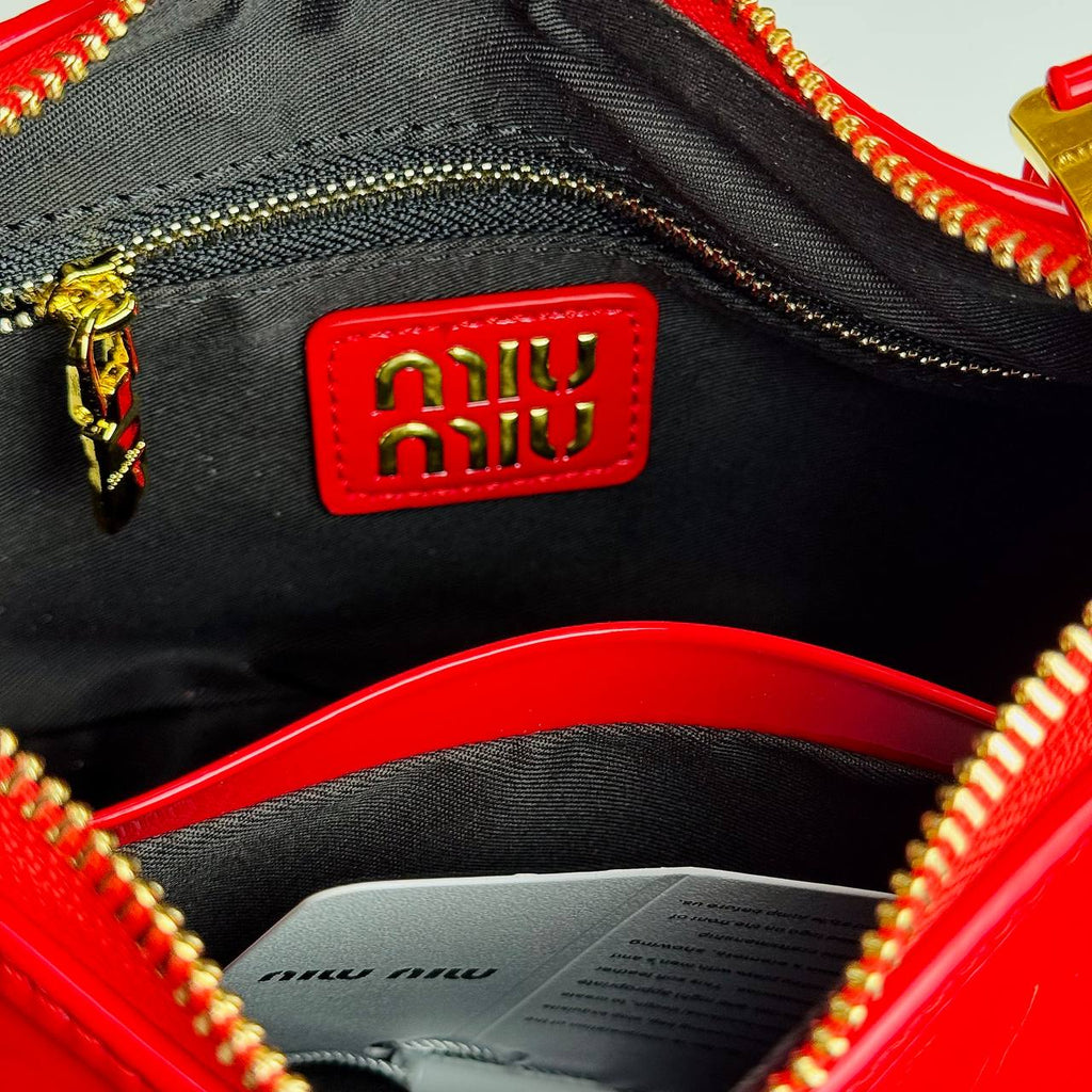 Miu Miu Red Patent Leather Mini Wander Hobo Bag 🍒✨👜