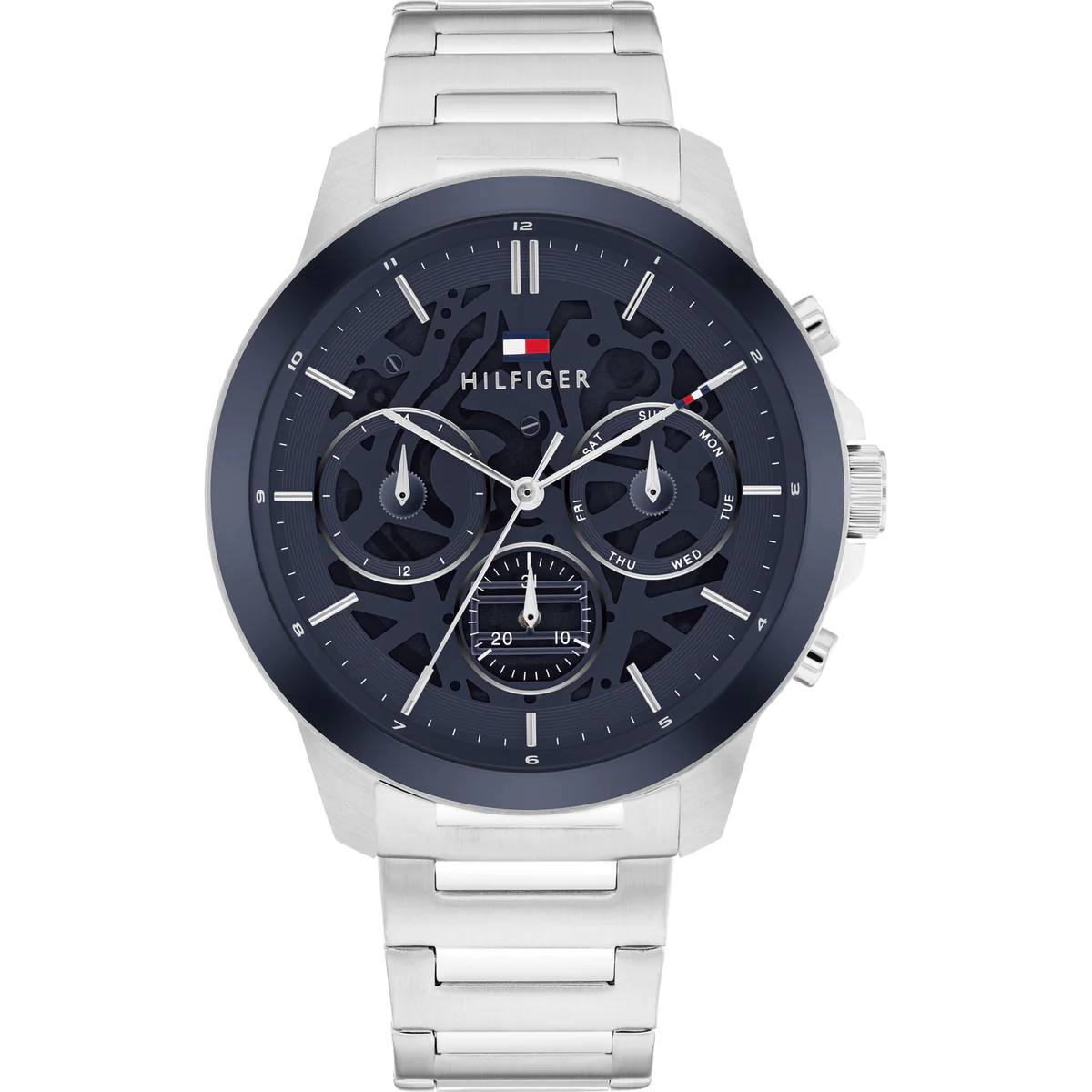 Tommy Hilfiger Silver & Black Stainless Steel Watch ⌚⚫