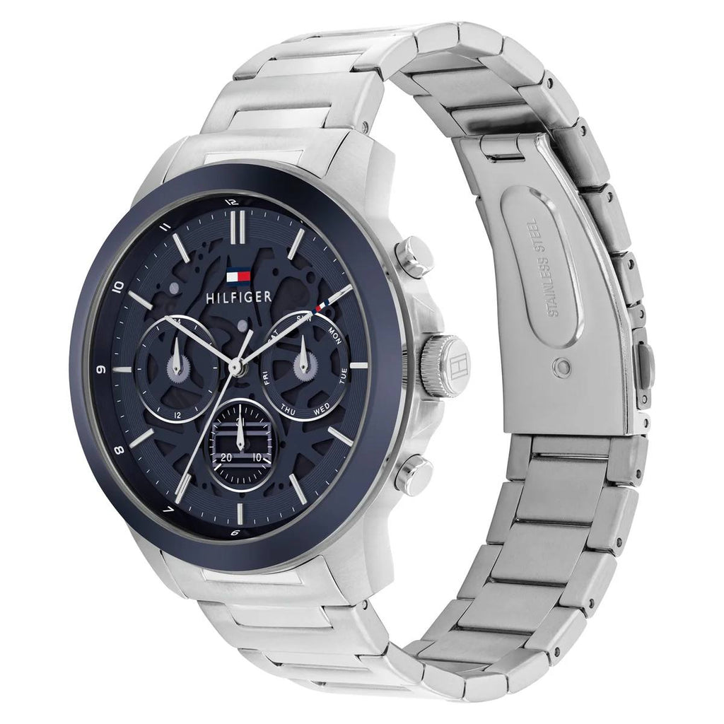 Tommy Hilfiger Silver & Black Stainless Steel Watch ⌚⚫