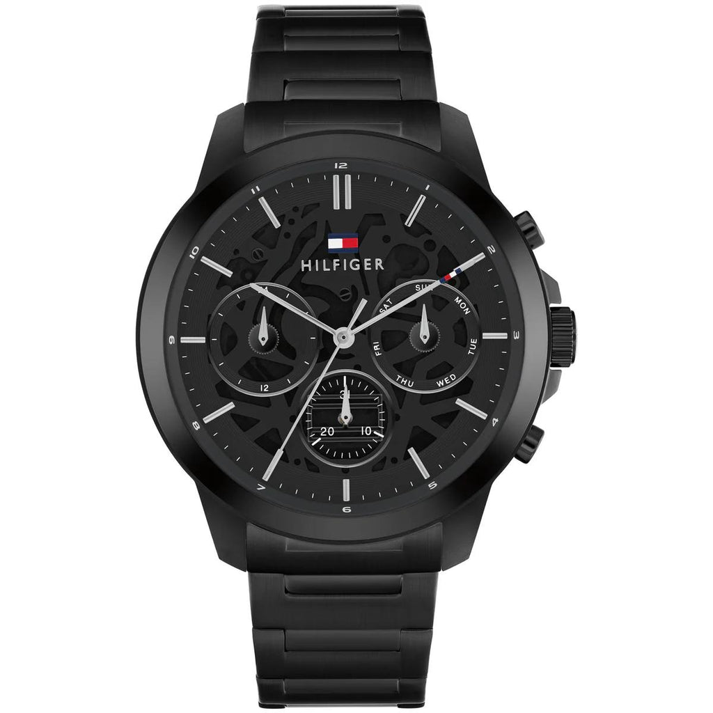 Tommy Hilfiger Silver & Black Stainless Steel Watch ⌚⚫