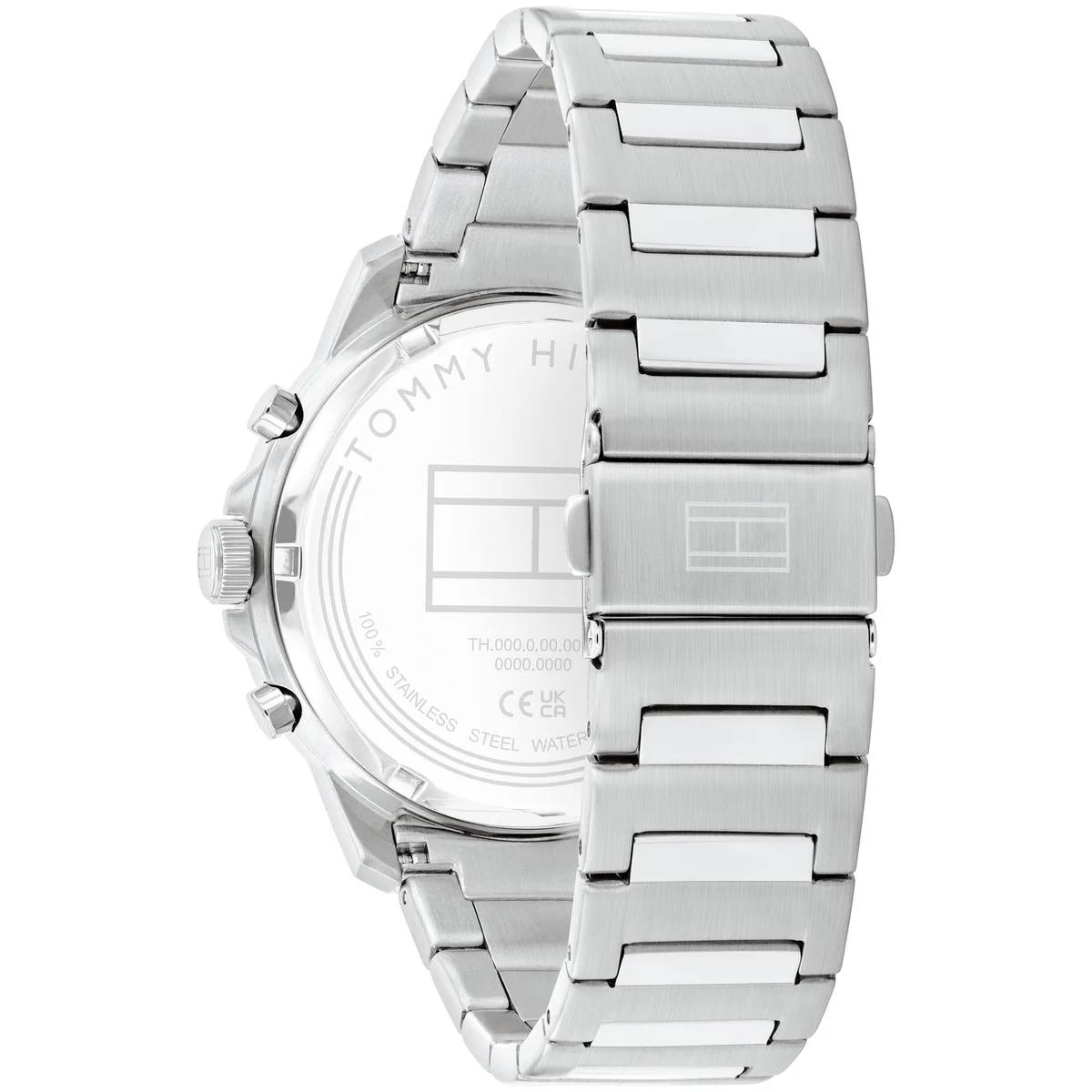 Tommy Hilfiger Silver & Black Stainless Steel Watch ⌚⚫