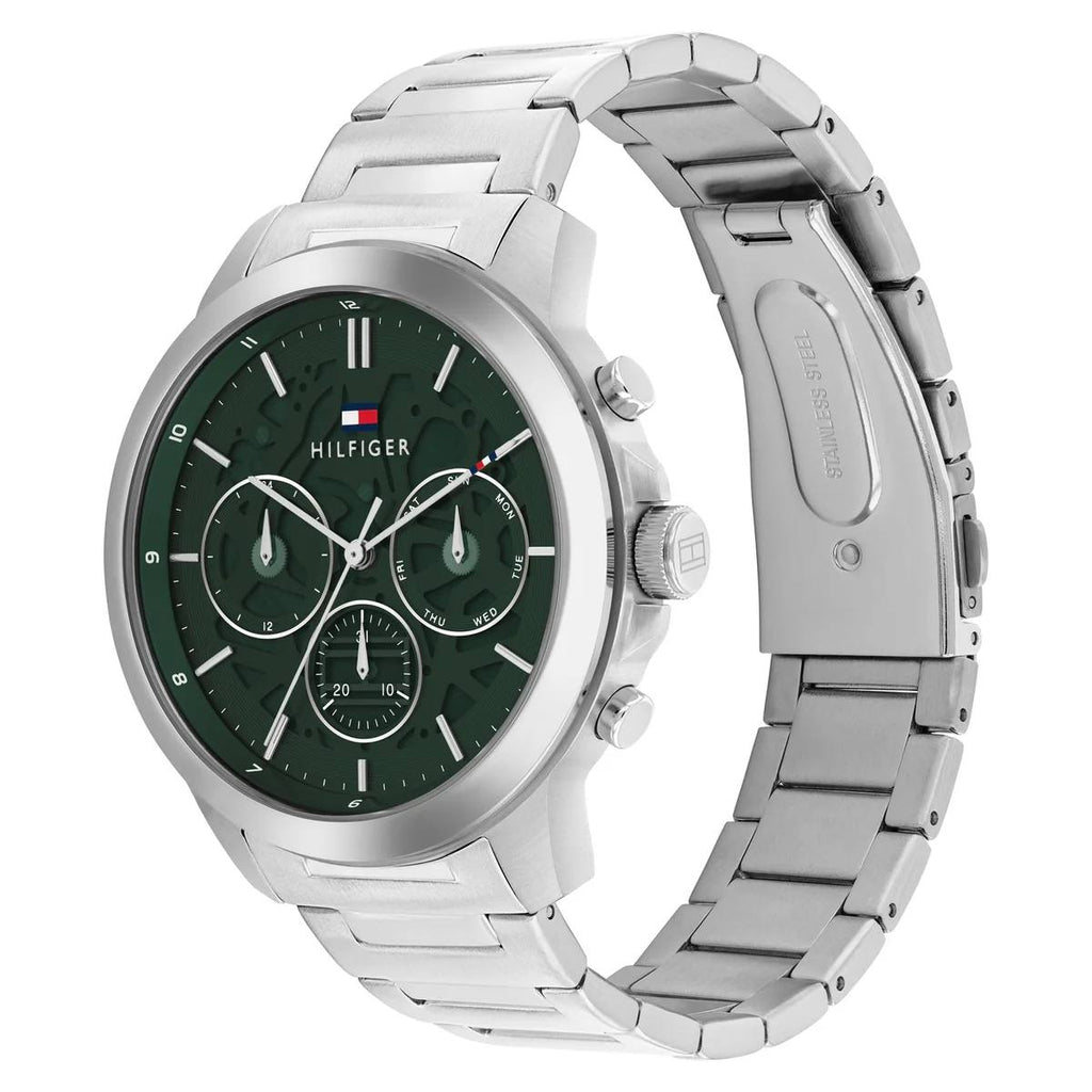 Tommy Hilfiger Silver & Black Stainless Steel Watch ⌚⚫