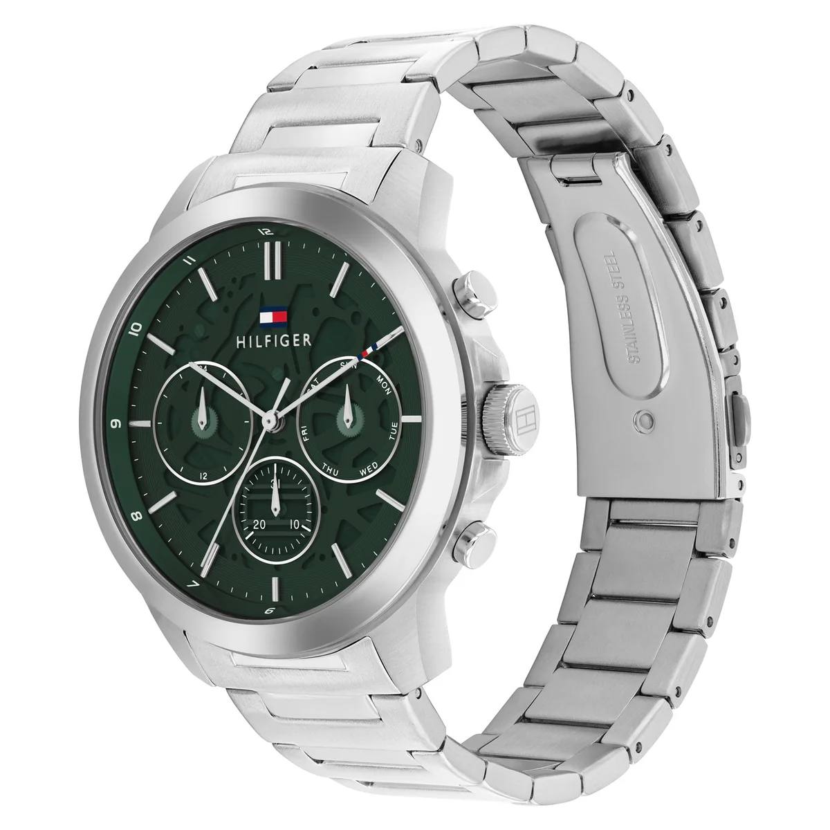 Tommy Hilfiger Silver & Black Stainless Steel Watch ⌚⚫
