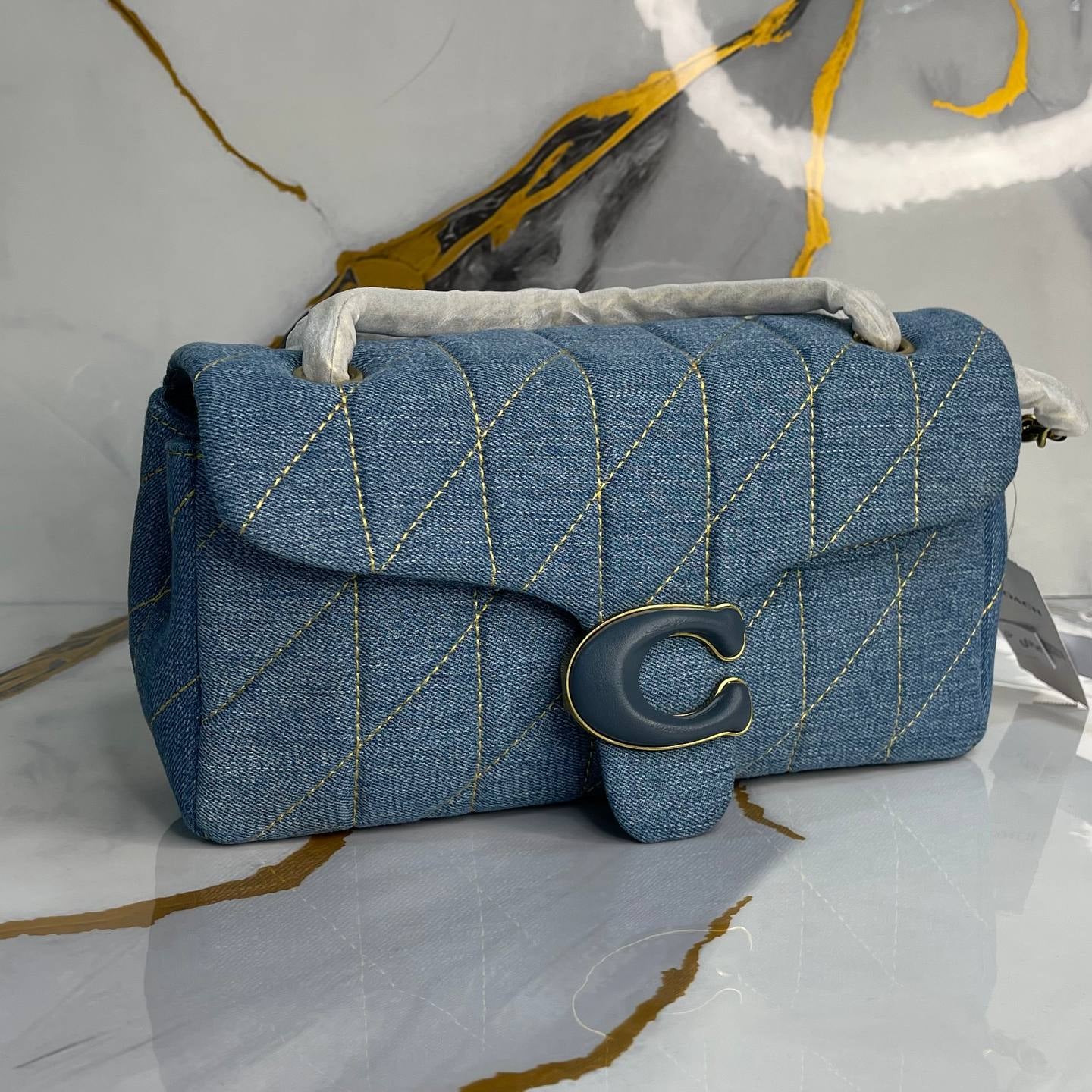 Coach Quilted Denim Pillow Tabby Shoulder Bag 💙🧵👜