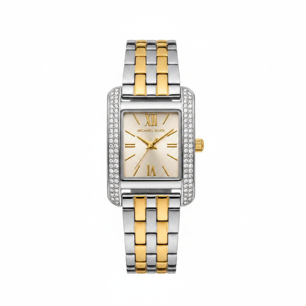 Mk for women: Silver & Gold-Tone Rhinestone Watch ⌚✨🪙
