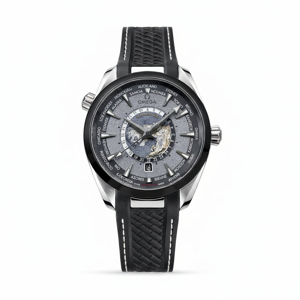 Omega Seamaster Worldtimer: Black Rubber, Stainless Steel ⌚🌍
