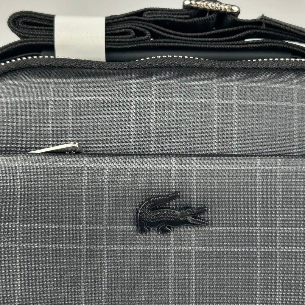 Lacoste Plaid Crossbody Bag in Dark Grey and Blue 🐊💼