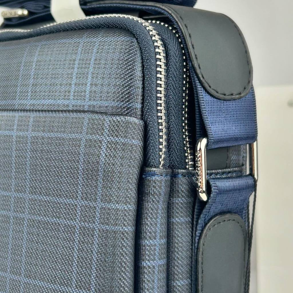 Lacoste Plaid Crossbody Bag in Dark Grey and Blue 🐊💼