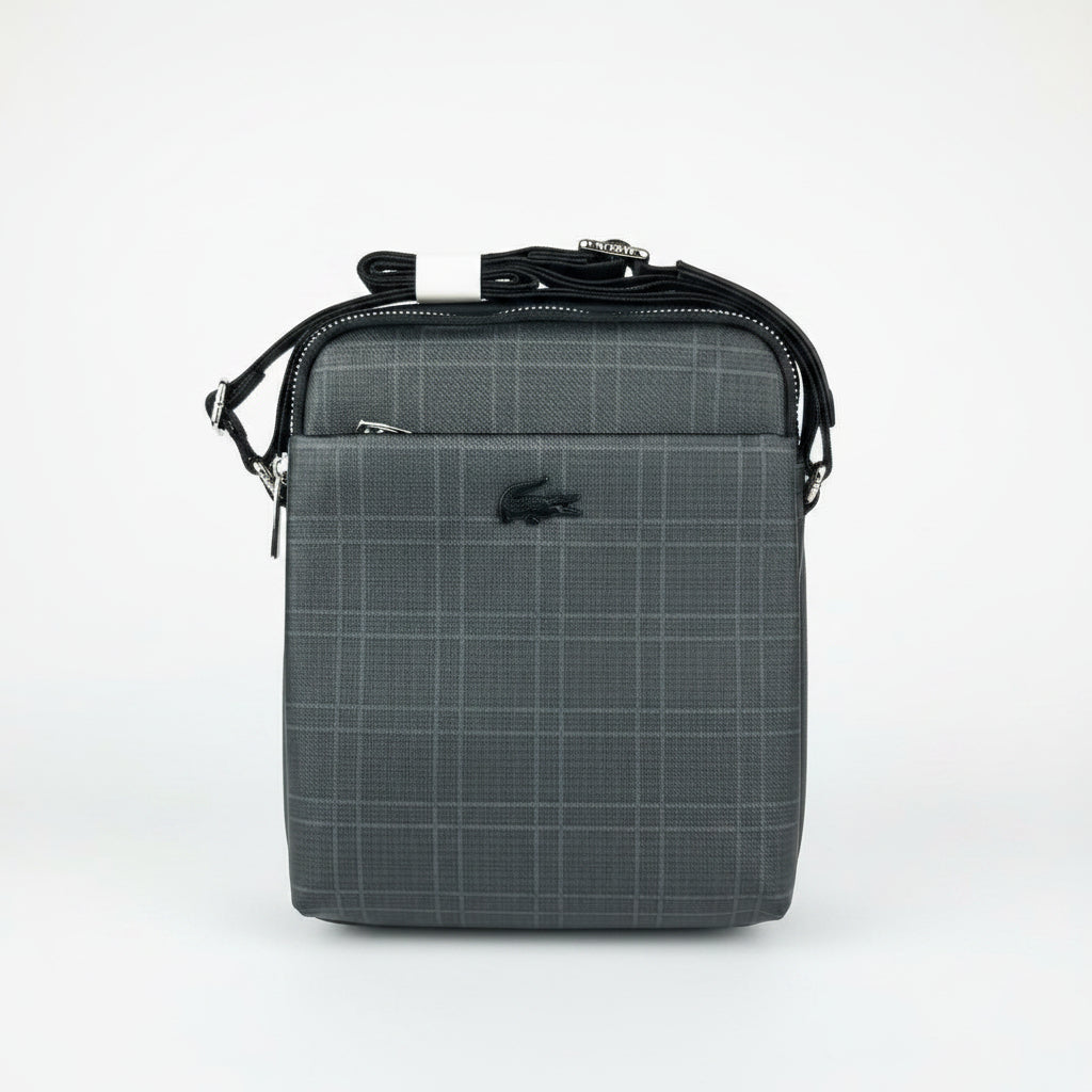 Lacoste Plaid Crossbody Bag in Dark Grey and Blue 🐊💼