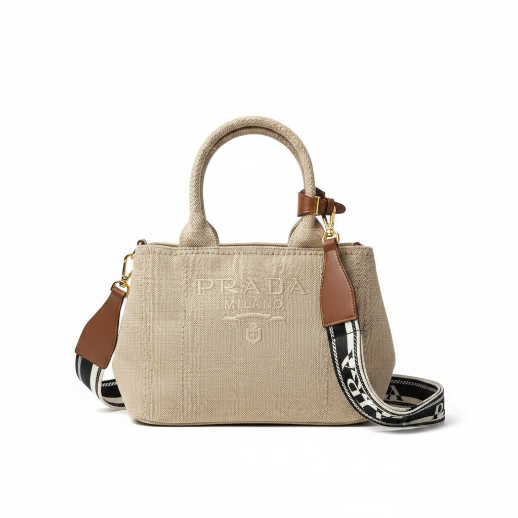 Prada Milano Canvas Tote with Signature Branded Strap 👜✨