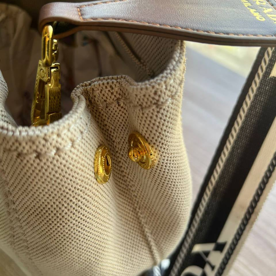 Prada Milano Canvas Tote with Signature Branded Strap 👜✨