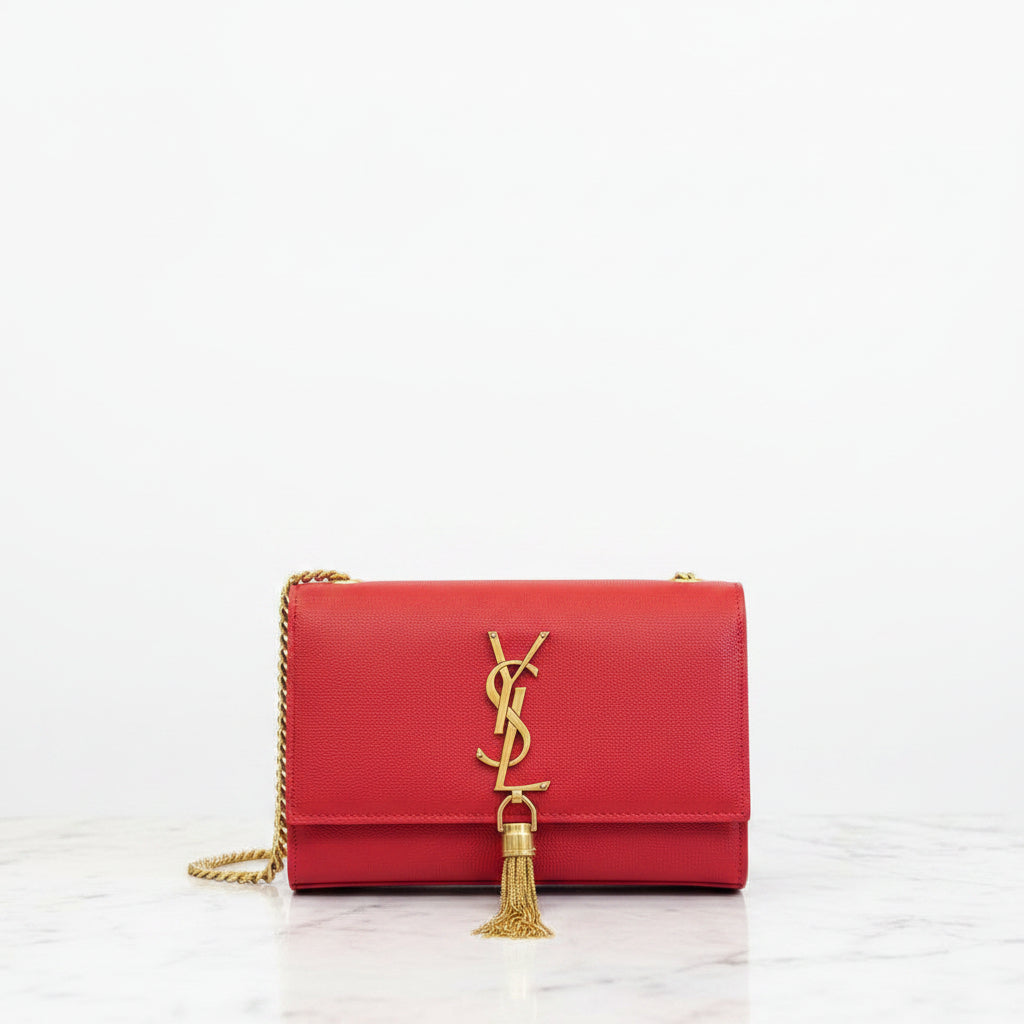 Y.S.L Red Chain Tassel Bag with Gold-Tone Hardware ❤️✨