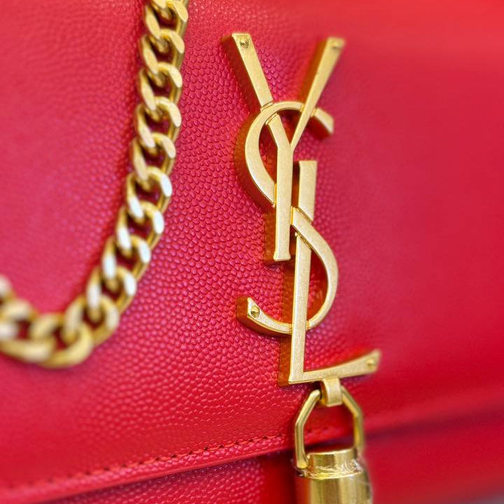 Y.S.L Red Chain Tassel Bag with Gold-Tone Hardware ❤️✨
