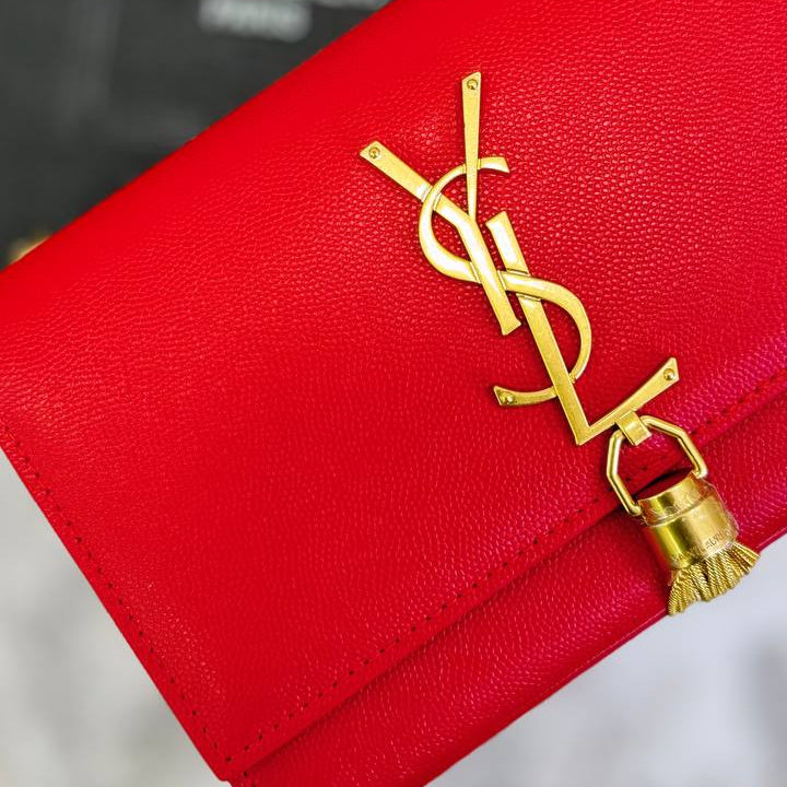 Y.S.L Red Chain Tassel Bag with Gold-Tone Hardware ❤️✨