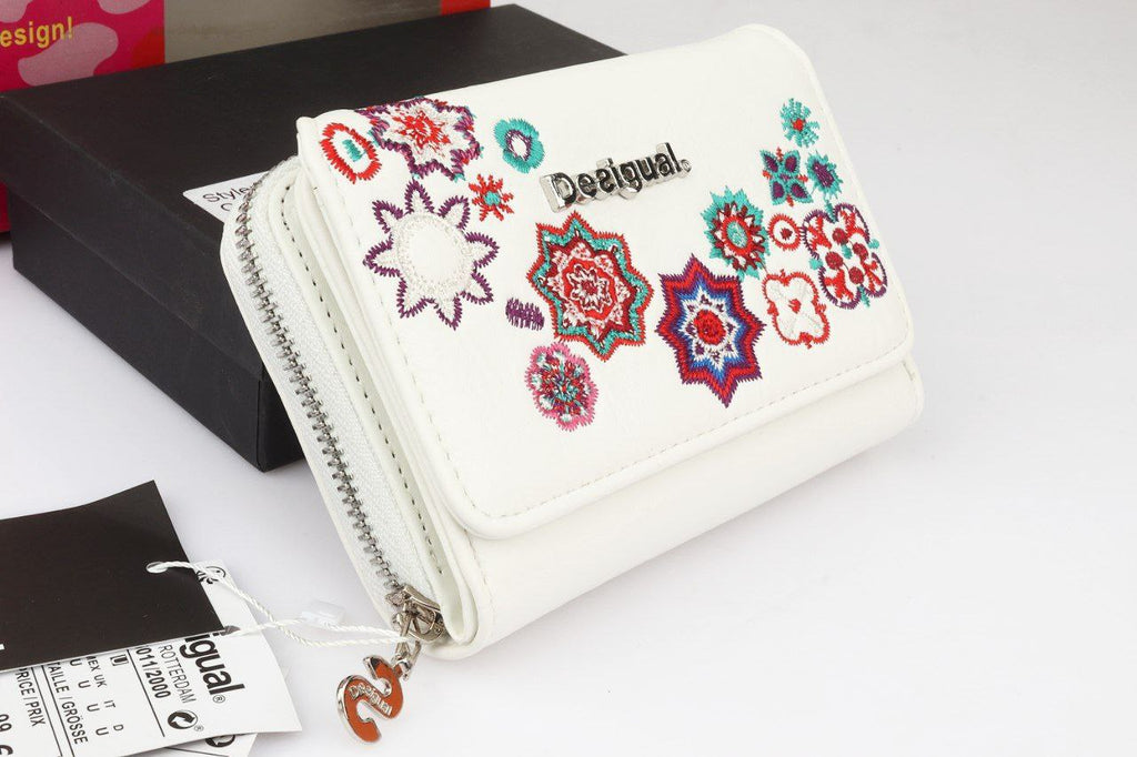 Desigual Bols Always Rotterdam Floral Embroidered Orange Wallet 🧡🌸