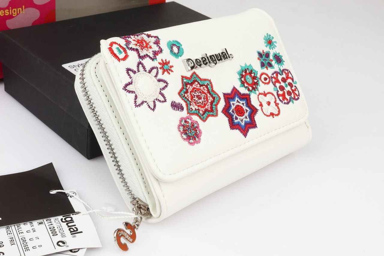 Desigual Bols Always Rotterdam Floral Embroidered Orange Wallet 🧡🌸