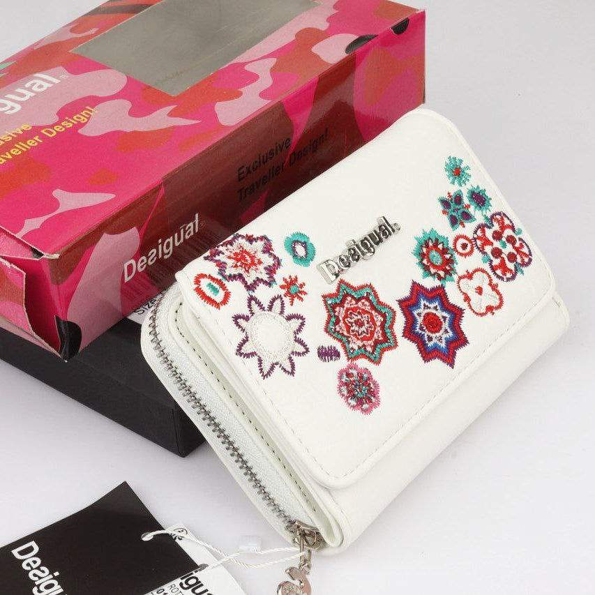Desigual Bols Always Rotterdam Floral Embroidered Orange Wallet 🧡🌸