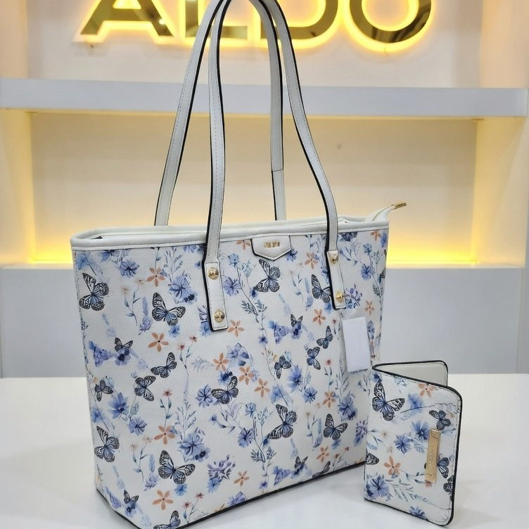 Aldo Floral Butterfly Tote Bag with Matching Card Wallet 🦋🌸