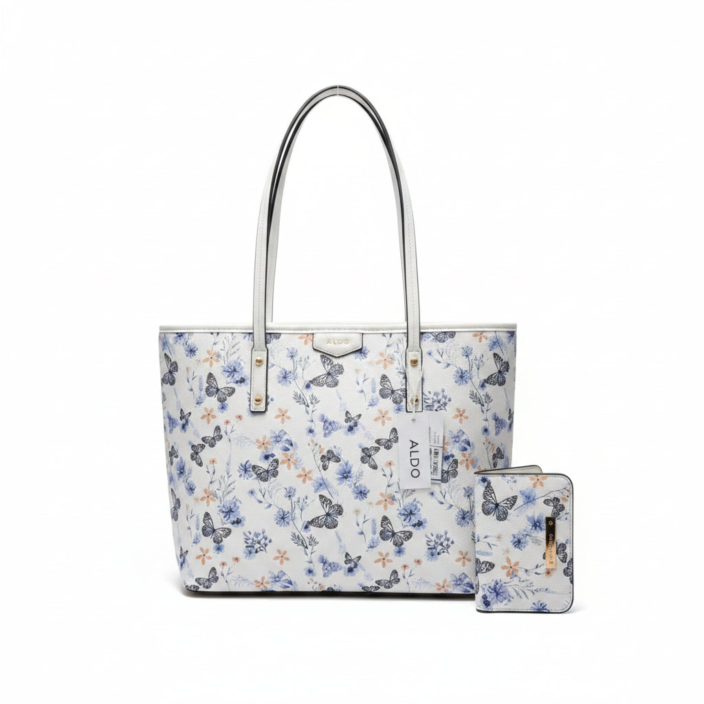 Aldo Floral Butterfly Tote Bag with Matching Card Wallet 🦋🌸