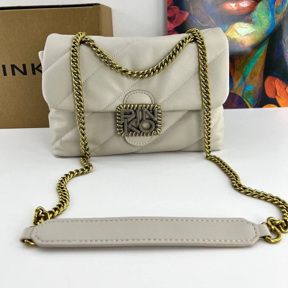 Pinko Quilted Shoulder Bag with Gold Chain Detail ✨👜