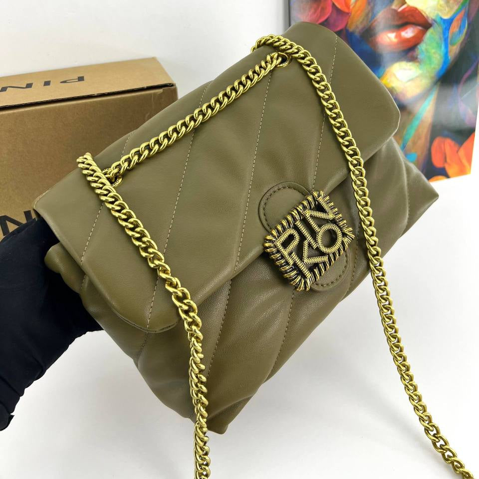 Pinko Quilted Shoulder Bag with Gold Chain Detail ✨👜