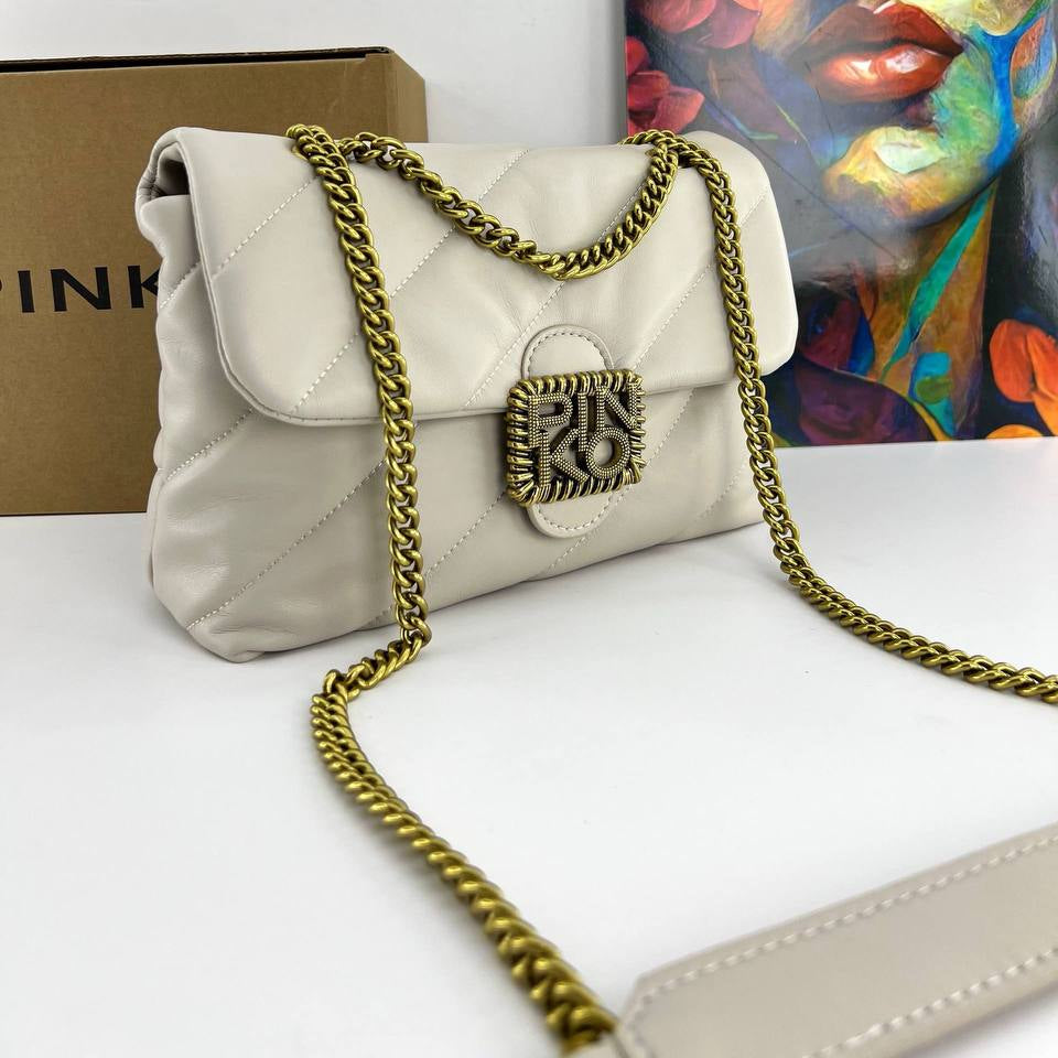 Pinko Quilted Shoulder Bag with Gold Chain Detail ✨👜