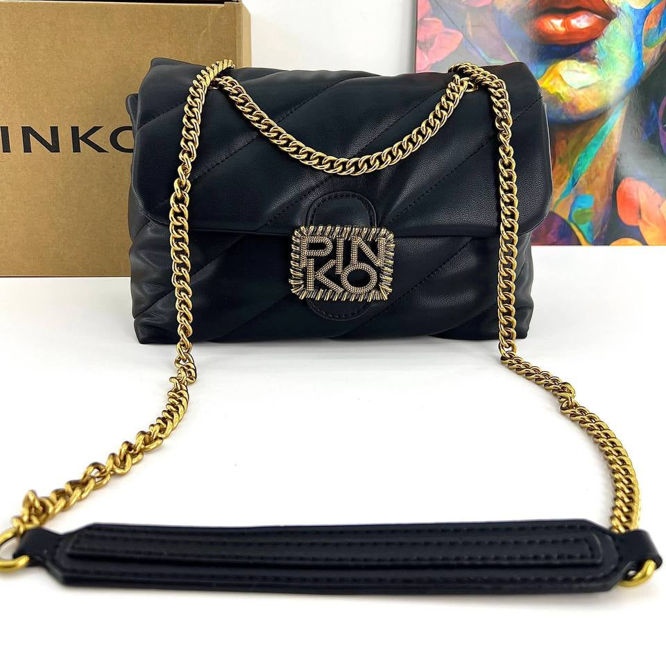 Pinko Quilted Shoulder Bag with Gold Chain Detail ✨👜