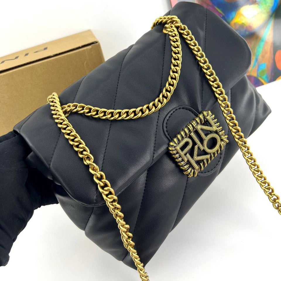 Pinko Quilted Shoulder Bag with Gold Chain Detail ✨👜