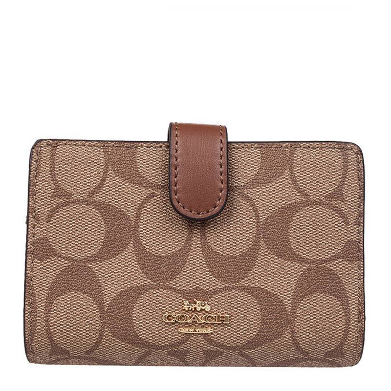 Coach Signature Coated Canvas Medium Corner Zip Wallet 👜✨