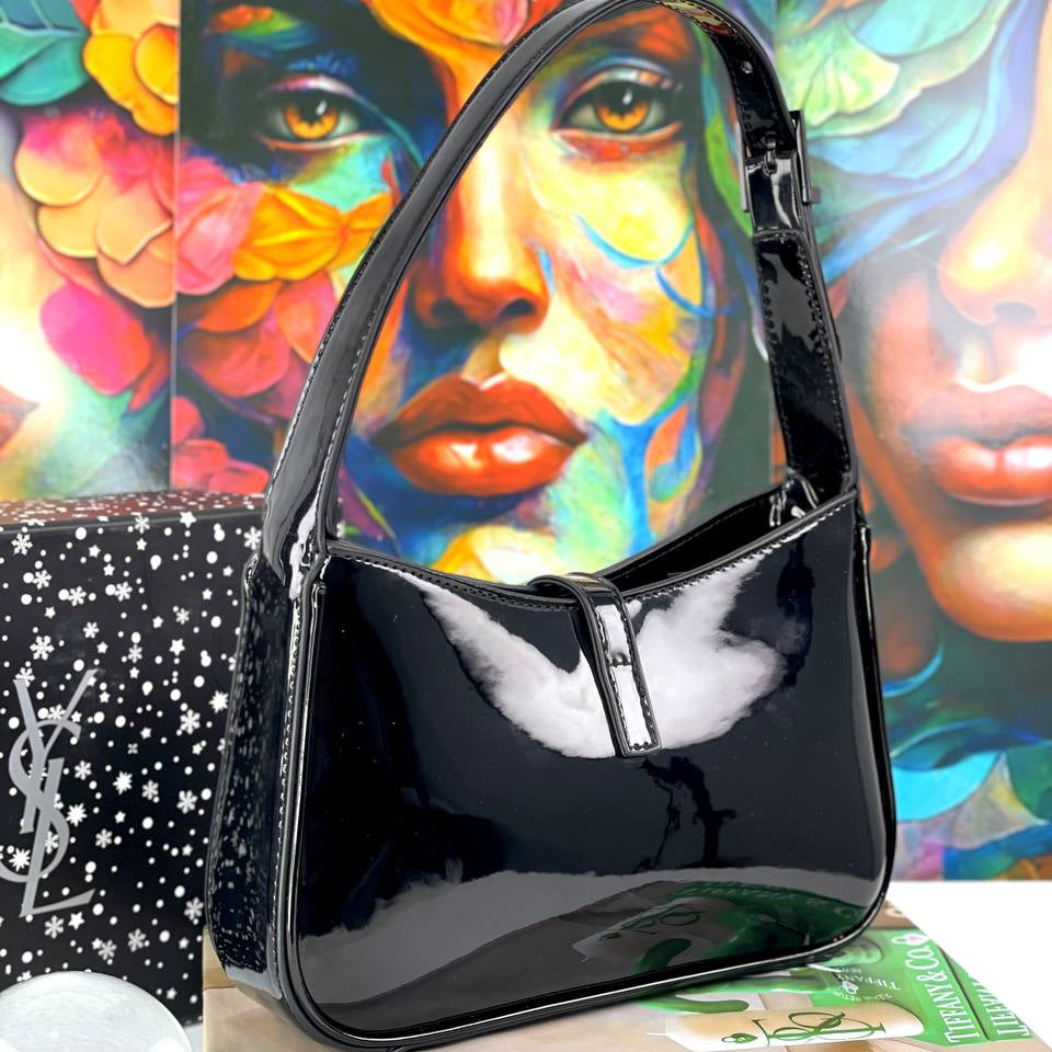 Saint Laurent Patent Leather Shoulder Bag in Black ✨👜