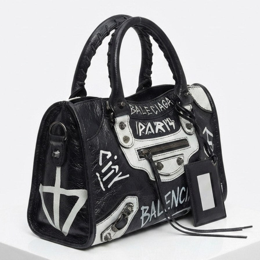 Balenciaga Graffiti Mirror Bag in Shiny White Leather 🎨👜✨