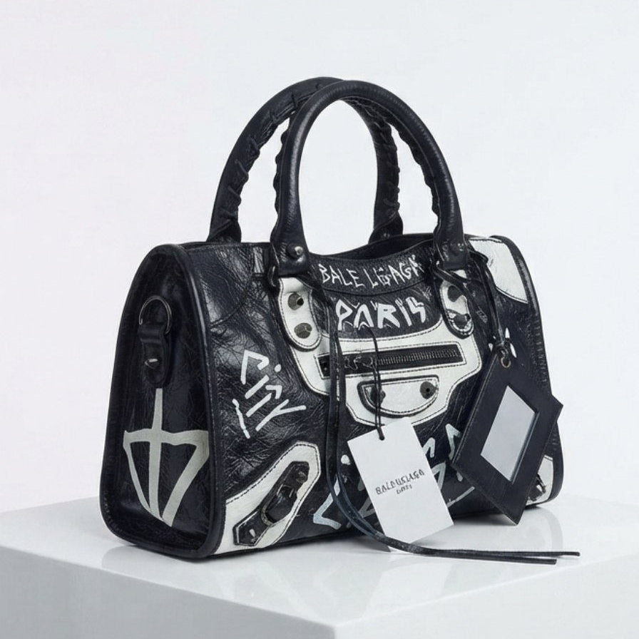 Balenciaga Graffiti Mirror Bag in Shiny White Leather 🎨👜✨