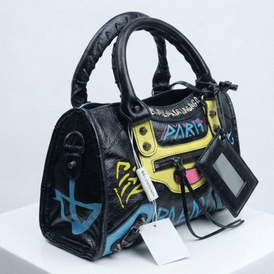 Balenciaga Graffiti Mirror Bag in Shiny White Leather 🎨👜✨