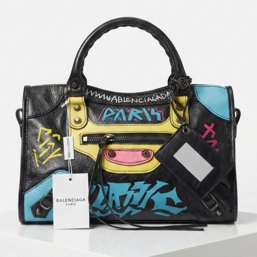 Balenciaga Graffiti Mirror Bag in Shiny White Leather 🎨👜✨
