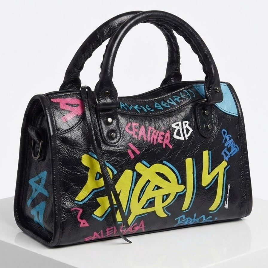Balenciaga Graffiti Mirror Bag in Shiny White Leather 🎨👜✨