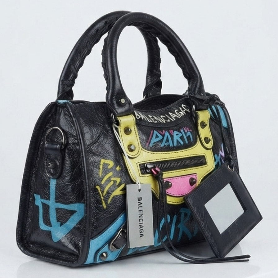 Balenciaga Graffiti Mirror Bag in Shiny White Leather 🎨👜✨