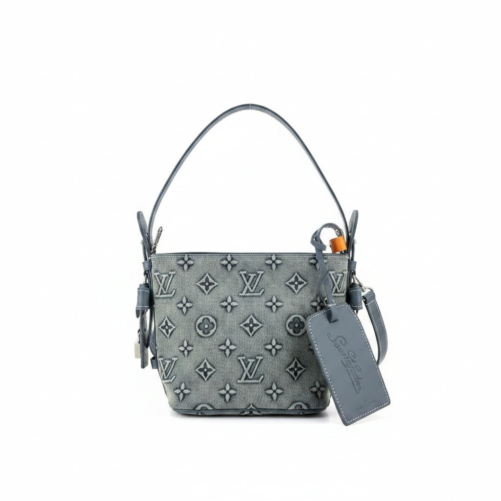 Louis Vuitton Monogram Denim Shoulder Bag with Padlock Charm 👜✨