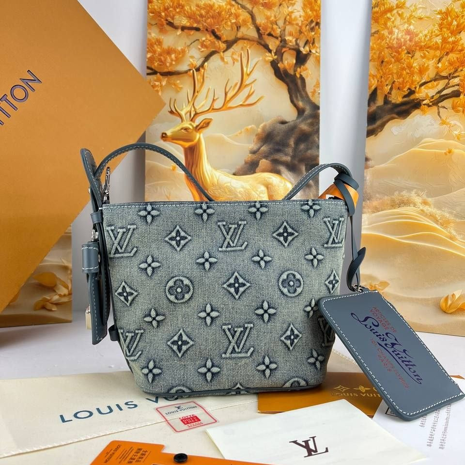 Louis Vuitton Monogram Denim Shoulder Bag with Padlock Charm 👜✨