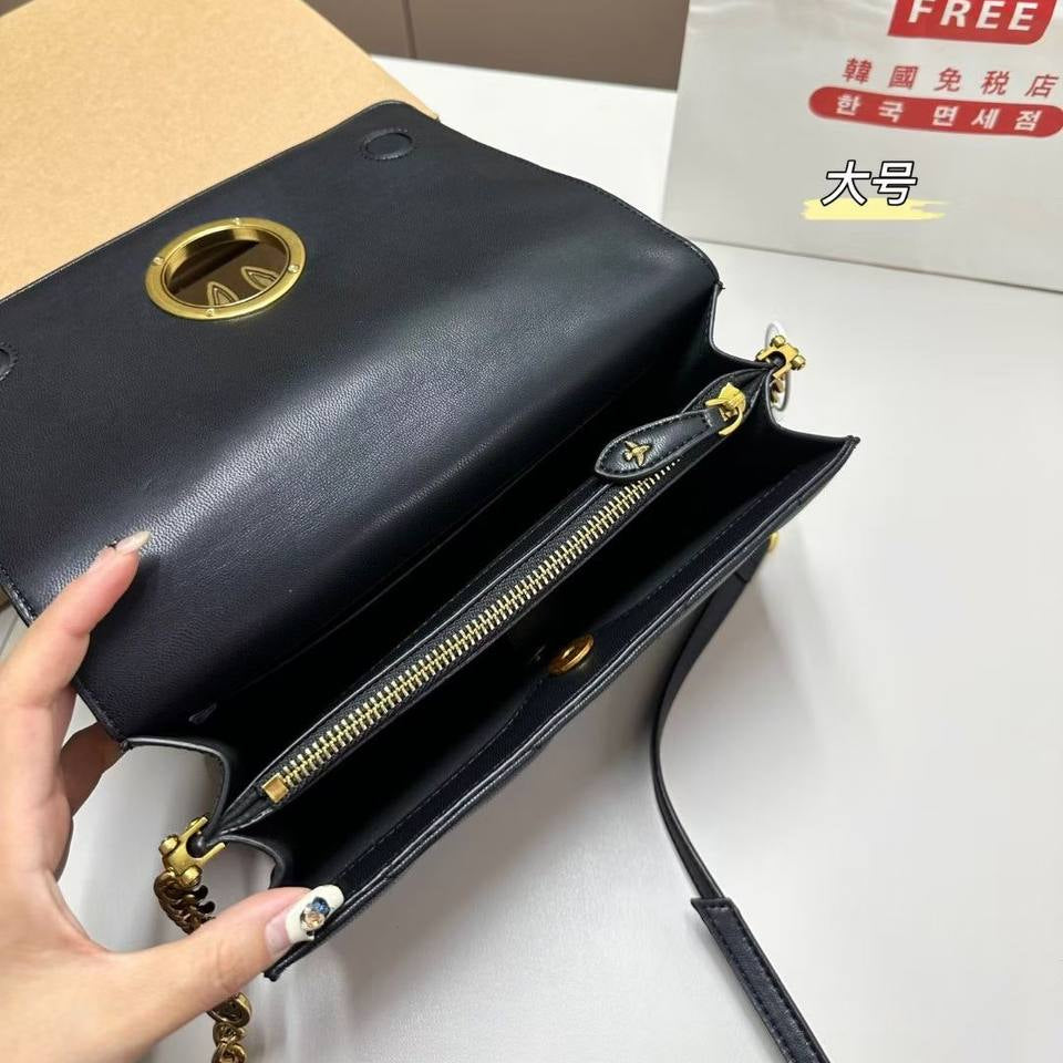Pinko Quilted Leather Shoulder Bag with Gold Tone Bird Logo