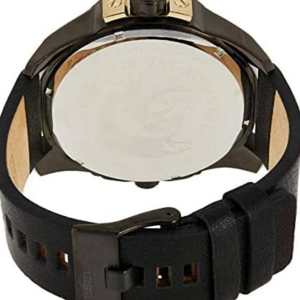 Diesel DZ7377 Bold Black and Gold Leather Chronograph Watch
