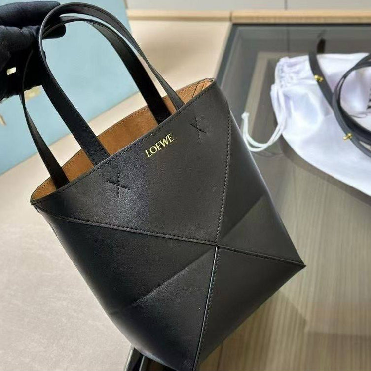 Loewe Small Leather Structured Bucket Bag in Black